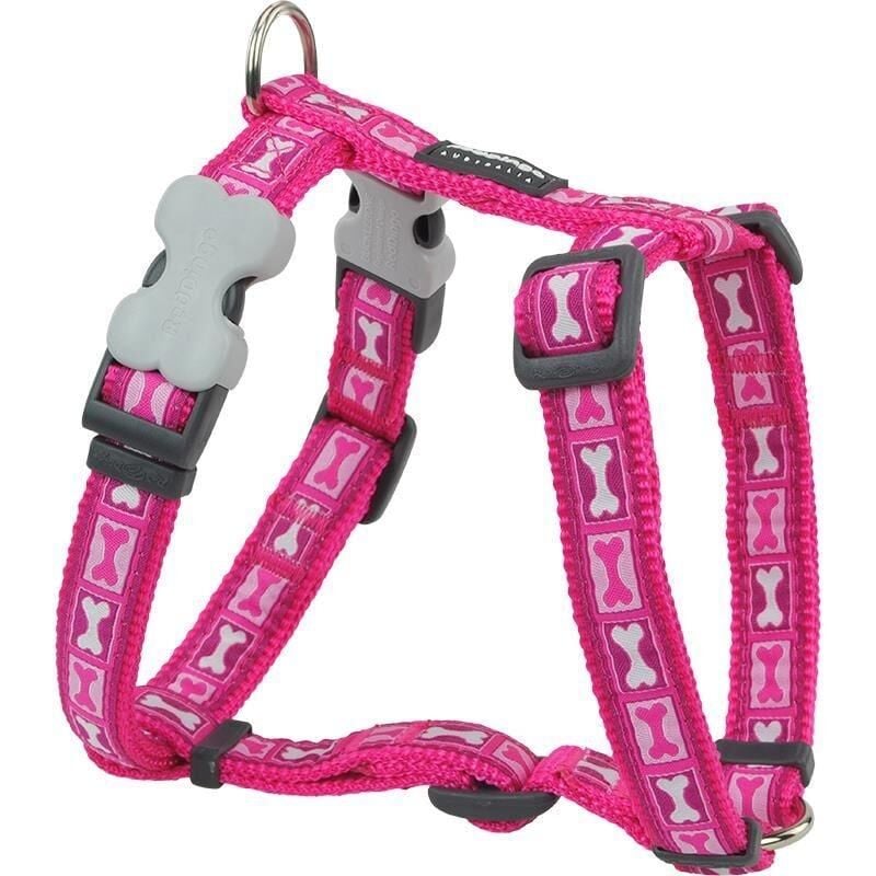 Reddingo Bone Yard Desenli Köpek Göğüs Tasması 12 mm (Xs) - Fusya