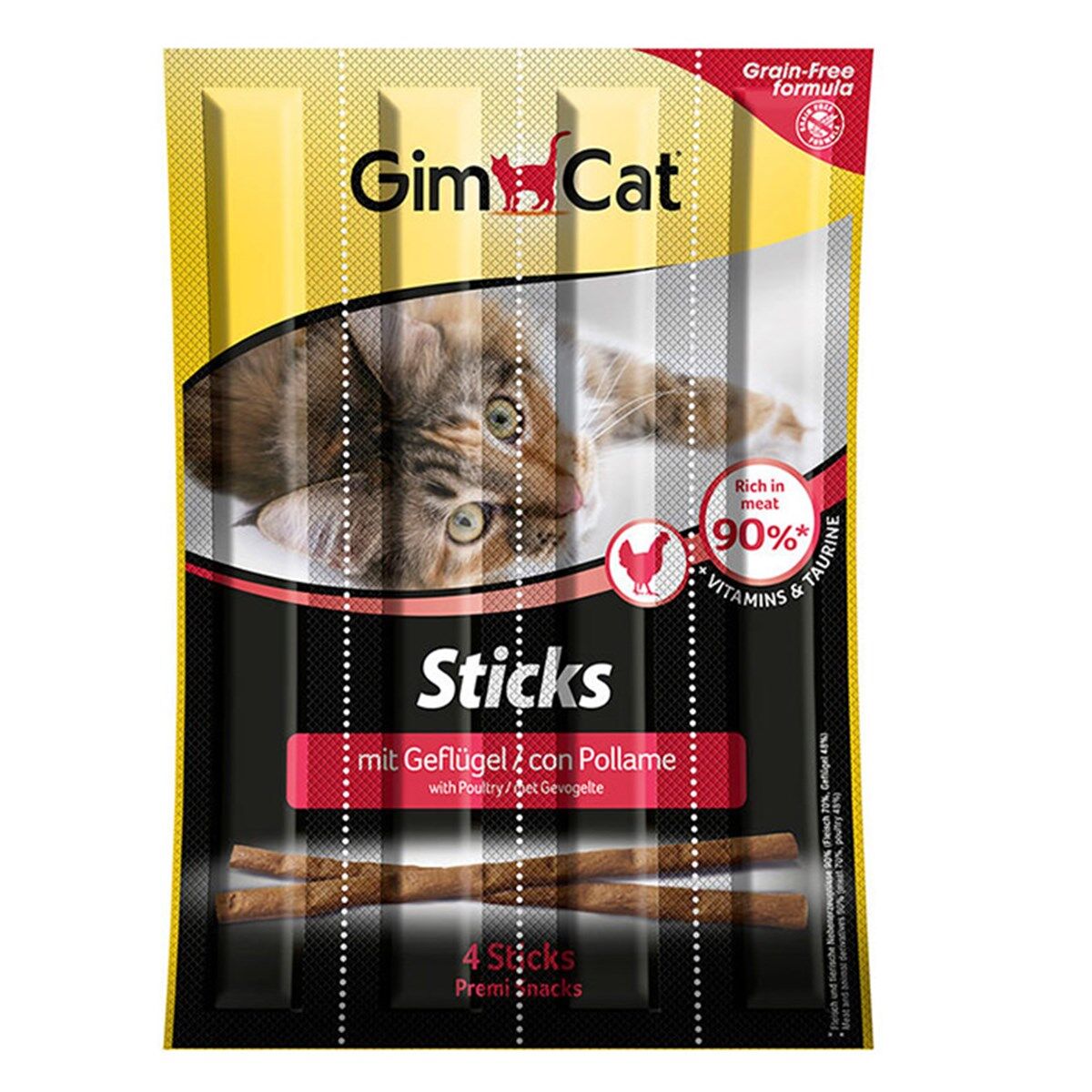 Gimcat Sticks Tavuklu ve Ciğerli Kedi Ödül Çubukları 4 Parça-20 Gr
