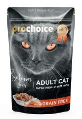 ProChoice Pouch Jöle İçinde Somonlu ve Ciğerli Tahılsız Yetişkin Kedi Konservesi 85gr
