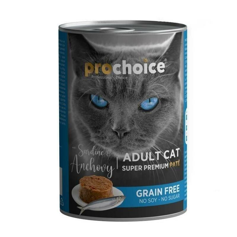 Pro Choice Sardalya ve Hamsi Etli Şekersiz Tahılsız Ezme Yetişkin Kedi Konservesi 400 gr
