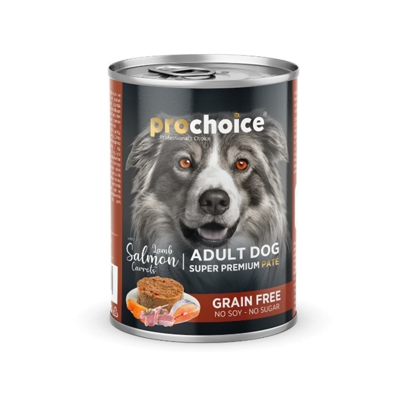 Pro Choice Kuzu ve Somon Etli Havuçlu Şekersiz Ezme Yetişkin Köpek Konservesi 400 gr