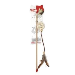 Natura Uzun Deri Tüylü Bambu Top Kedi Olta Oyuncak 45 Cm