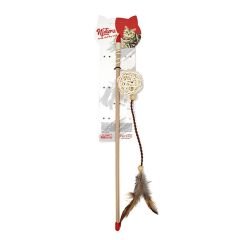 Natura Uzun Deri Tüylü Bambu Top Kedi Olta Oyuncak 45 Cm