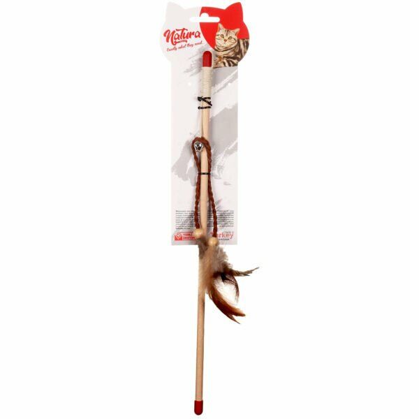 Natura Deri Saçaklı Kedi Olta Oyuncak 40 Cm