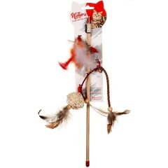 Natura Üç Farklı Uçlu Doğal Kedi Olta Oyuncak 40 Cm