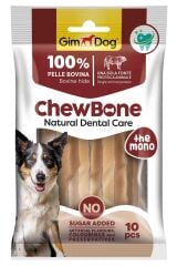 GimDog Rawhide Sticks Burgu Köpek Çiğneme Kemiği 59-10 mm 80 Gr 10lu Naturel