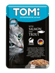 TOMİ POUCH SOMONLU VE ALABALIKLI YETİŞKİN KEDİ KONSERVESİ 100 GR (20 ADET)
