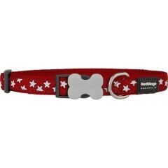 Reddingo Yıldız Desenli Köpek Boyun Tasması Kırmızı - 20 mm (M)