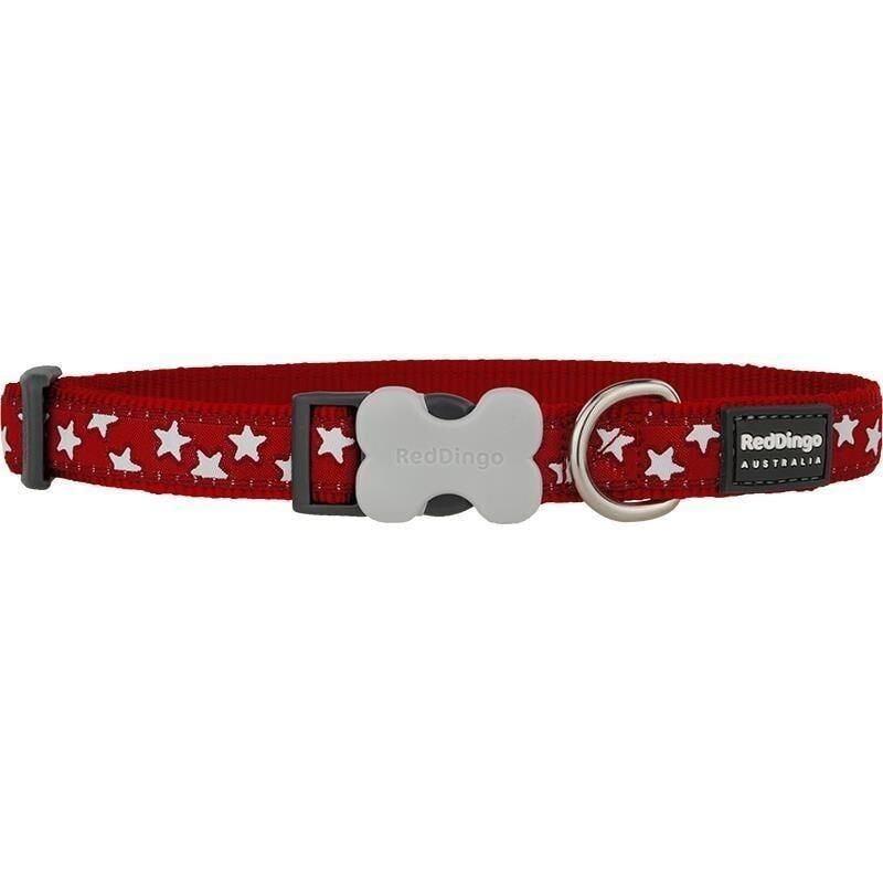 Reddingo Yıldız Desenli Köpek Boyun Tasması Kırmızı - 25 mm (L)