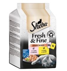 Sheba Somonlu ve Tavuklu Seçenekler Pouch Kedi Konservesi 6x50 gr