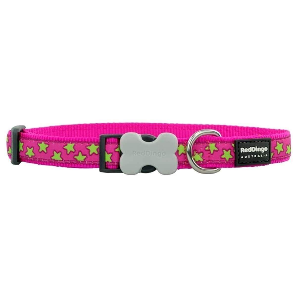 Reddingo Yıldız Desenli Köpek Boyun Tasması 20 mm (M) - Fusya