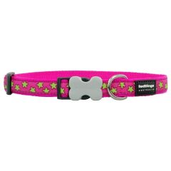 Reddingo Yıldız Desenli Köpek Boyun Tasması 20 mm (M) - Fusya