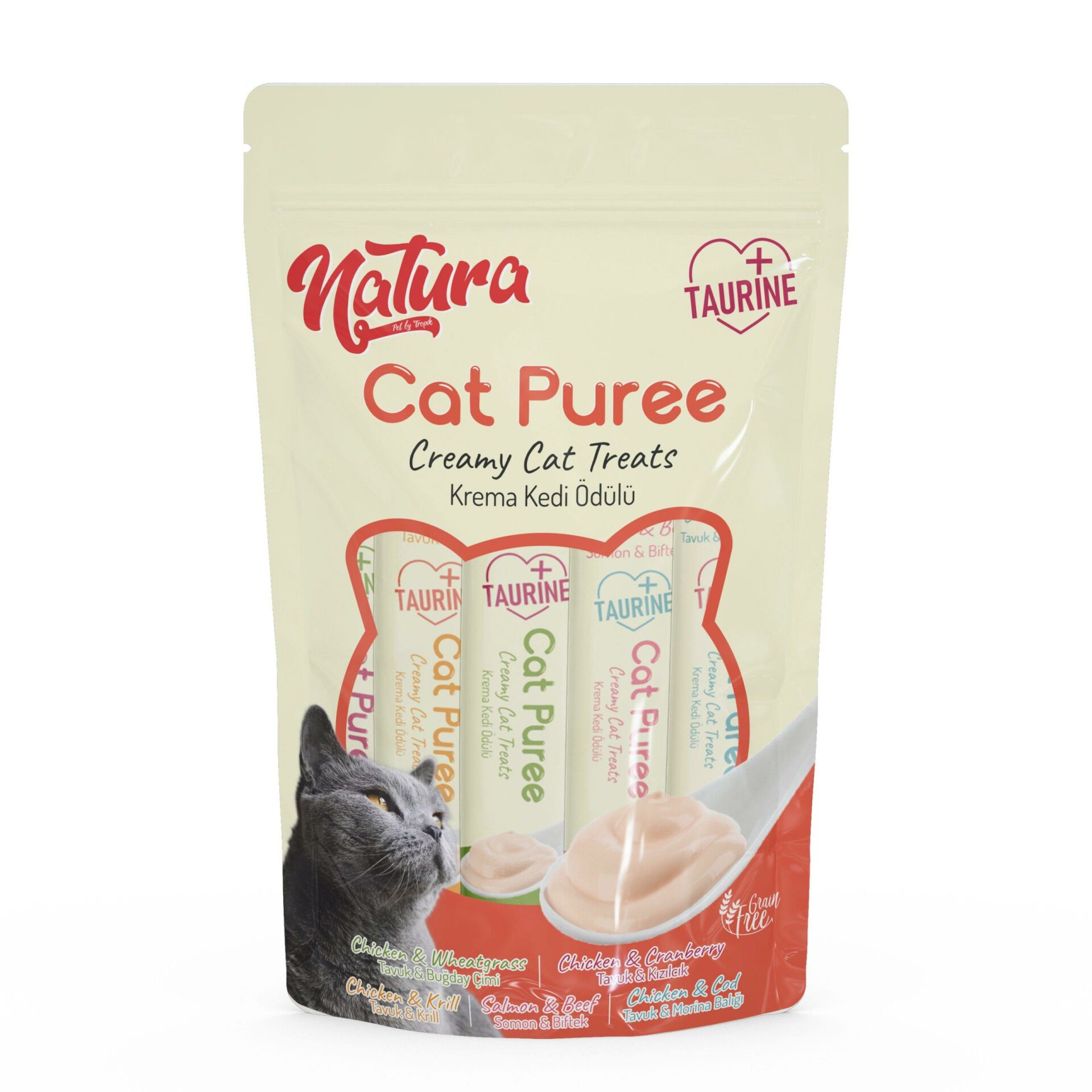 Natura Kedi Püre Kremli Karışık 5 x 12 Gr