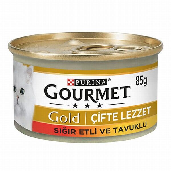 Gourmet Gold Çifte Lezzet Sığır Etli Tavuklu Yetişkin Kedi Konservesi 12 Adet 85 Gr