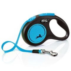 Flexi New Neon Otomatik Mavi Şerit Gezdirme Small 5 Mt