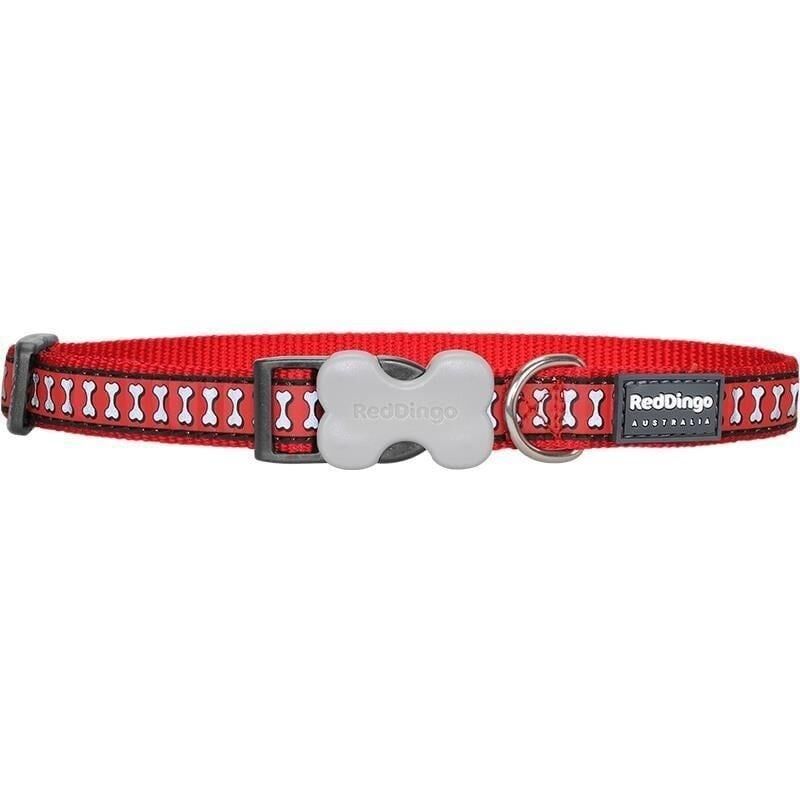Reddingo Reflektörlü Kemik Desenli Boyun Tasması Kırmızı - 20 mm (M)