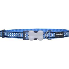 Reddingo Reflektörlü Kemik Desenli Boyun Tasması 12 mm (Xs) - Mid Mavi