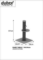 Dubex 34x34x67 cm Kedi Tırmalama Platformu Gri
