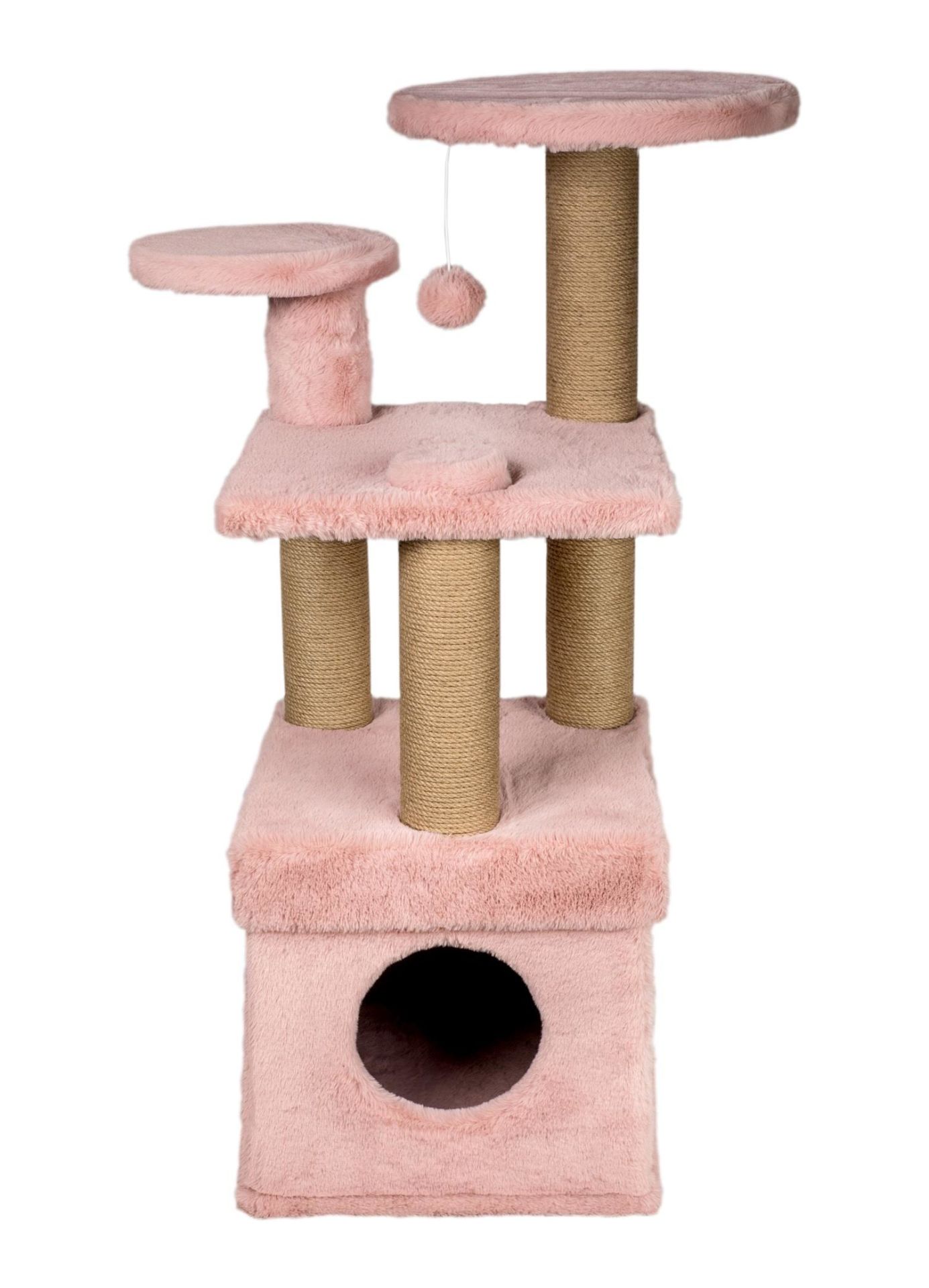 Dubex 52x67x100 cm Kedi Oyun Evi ve Tırmalama Platformu Pembe