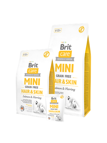 Brit  Care Mini Hair Skın Somonlu ve Ringa Balıklı, Tahılsız, Köpek Maması 7 kg