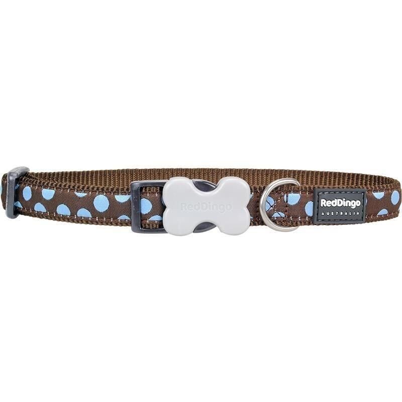 Reddingo Kahverengi Üzerine Mavi Benekli Köpek Boyun Tasması 20 mm (M) - Kahverengi