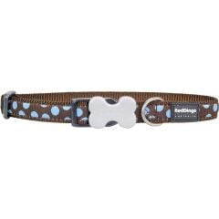 Reddingo Kahverengi Üzerine Mavi Benekli Köpek Boyun Tasması 20 mm (M) - Kahverengi