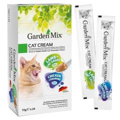 Garden Mix Kedi Kreması Kuzulu Kedi Otlu ve Tavuklu ve Taurin li Kedi Ödülü (24 x 15 Gr)