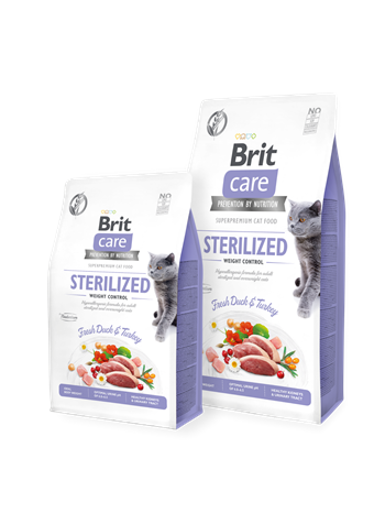 Brit Care Hypo_Allergenic Kilo Kontrolü için Ördekli Tahılsız Kısırlaştırılmış Kedi Maması 2 kg
