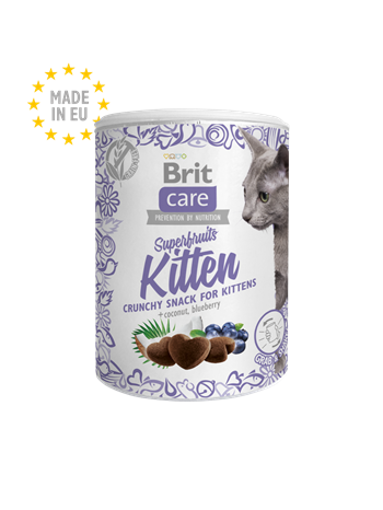 Brit Care Superfruits Hindistan Cevizli ve Yabanmersinli Kıtır Yavru Kedi Ödül Maması 100 gr