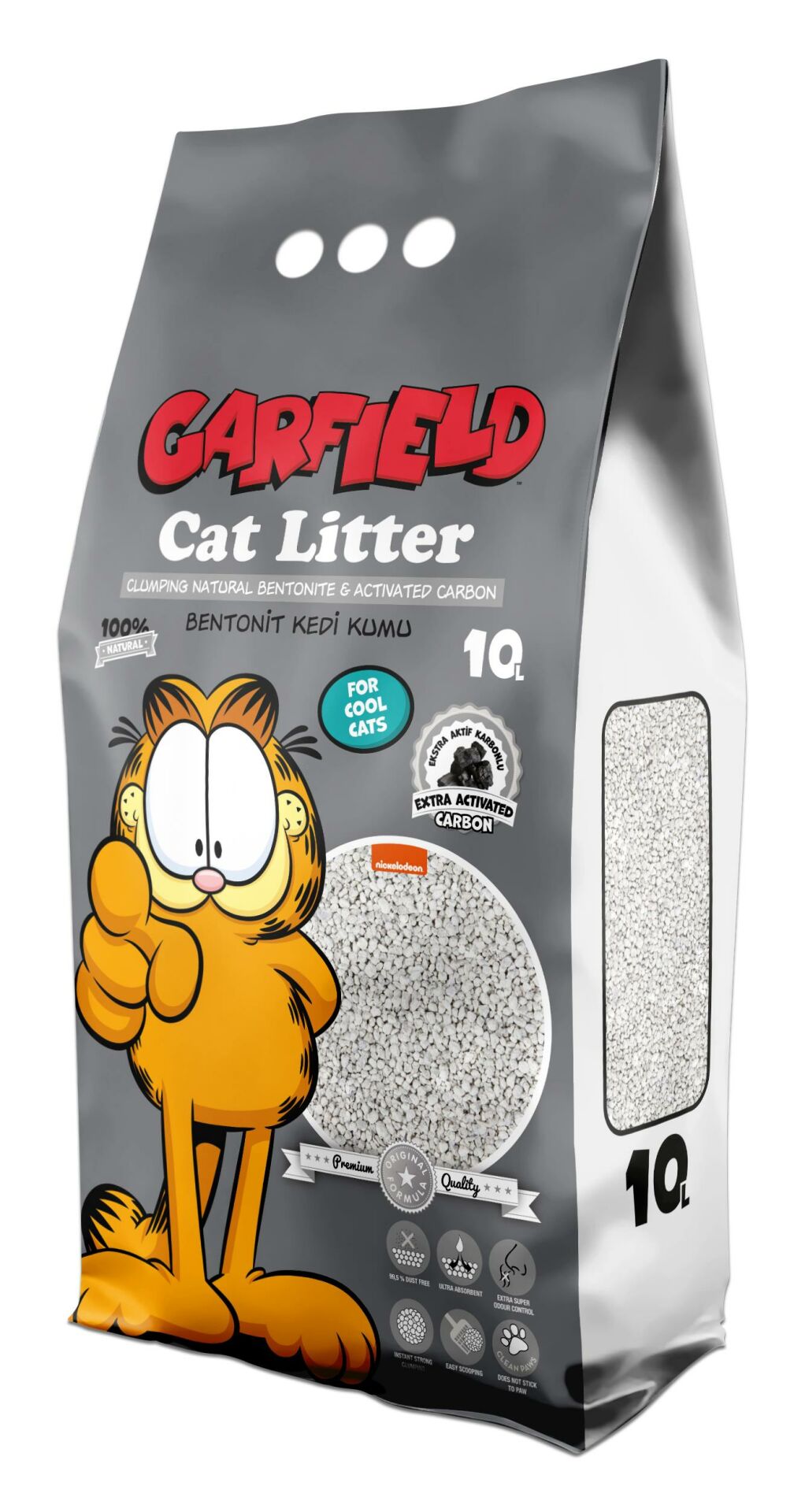 Garfield Bentonit Topaklanan Aktif Karbonlu Kedi Kumu 10 Lt