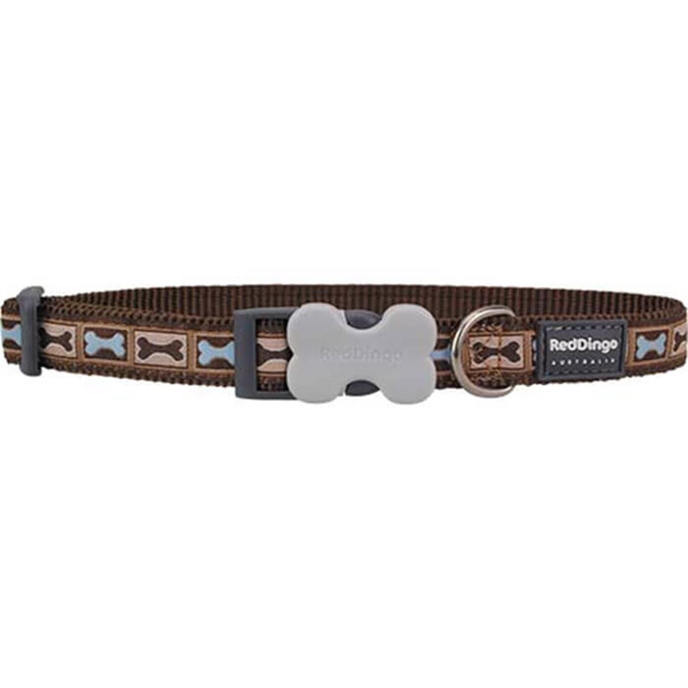 Reddingo Bone Yard Desenli Köpek Boyun Tasması 15 mm (S) - Kahverengi