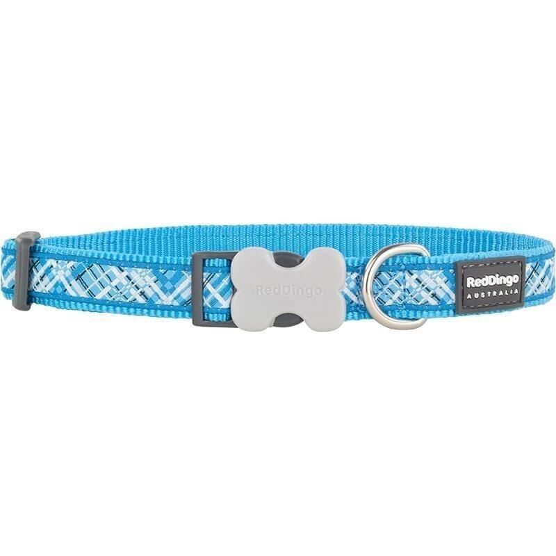 Reddingo Flanno Desenli Köpek Boyun Tasması 25 mm (L) - Turkuaz