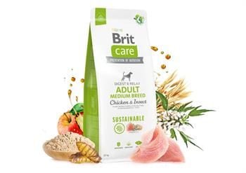 Brit Care Sustainable Adult Medium Breed Böcek ve Tavuklu Orta Irk Yetişkin Köpek Maması 12 Kg