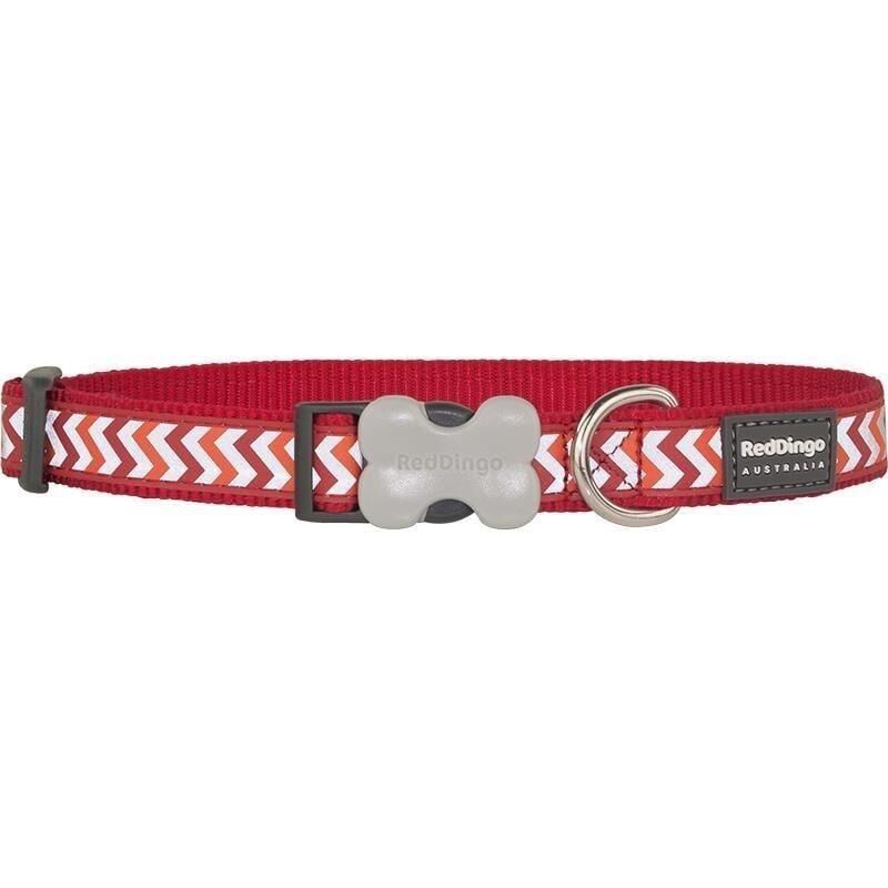 Reddingo Reflektörlü Ziggy Desenli Boyun Tasması Kırmızı - 15 mm (S)