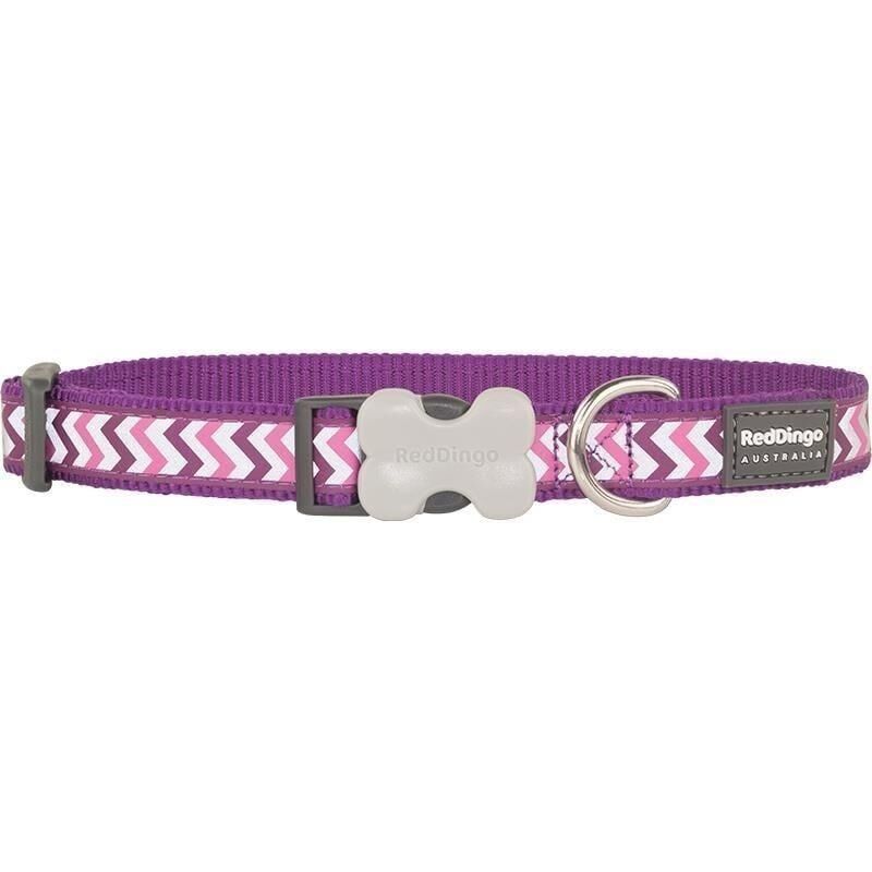 Reddingo Reflektörlü Ziggy Desenli Boyun Tasması Mor - 20 mm (M)