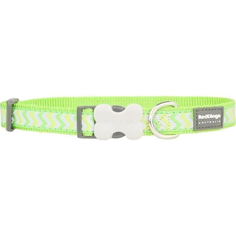 Reddingo Reflektörlü Ziggy Desenli Boyun Tasması 20 mm (M) - Lime