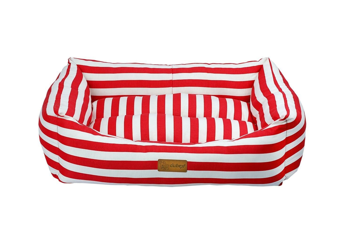 Dubex Makaron Serisi Kedi Köpek Yatağı Çizgili Kırmızı/Beyaz Medium 70x60x22 cm
