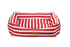 Dubex Makaron Serisi Kedi Köpek Yatağı Çizgili Kırmızı/Beyaz Medium 70x60x22 cm