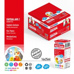 KIKI Excellent Kuş Yavru Kuşlar İçin Multi Vitamin 25 ml. 16 Adet (Kutu)