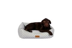 Dubex Makaron Serisi Kedi Köpek Yatağı Puantiyeli Gri/Beyaz Small 60x50x19 cm