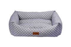 Dubex Makaron Serisi Kedi Köpek Yatağı Puantiyeli Gri/Beyaz Large 95x75x22 cm