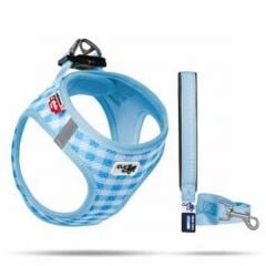 Curli Vest Air-Mesh Köpek Göğüs Tasması Açık Mavi Ekose Medium