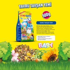 KIKI Excellent Kemirgen Max Menu Baby Rabbits Yavru Tavşan Yemi 500 gr. 12 Adet (Kutu)