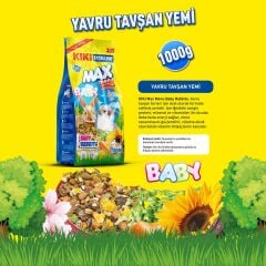 KIKI Excellent Kemirgen Max Menu Baby Rabbits Yavru Tavşan Yemi 1000 gr. 8 Adet (Kutu)