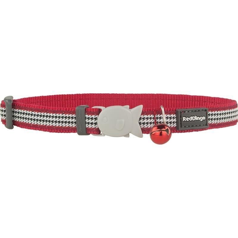 Reddingo Fang It Desenli Kedi Boyun Tasması 12mm / 20-32 cm Kırmızı