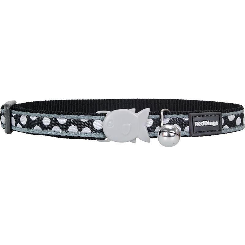 Reddingo Renk Üzerine Beyaz Benekli Kedi Boyun Tasması 12mm / 20-32 cm Siyah