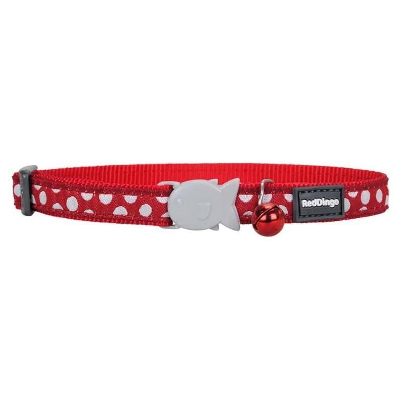 Reddingo Renk Üzerine Beyaz Benekli Kedi Boyun Tasması 12mm / 20-32 cm Kırmızı