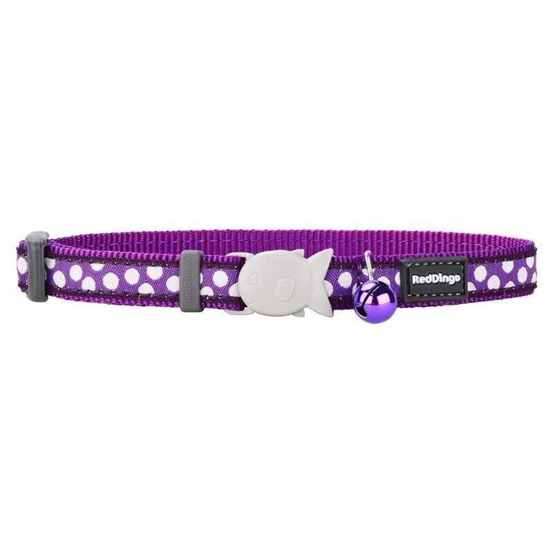 Reddingo Renk Üzerine Beyaz Benekli Kedi Boyun Tasması 12mm / 20-32 cm Mor