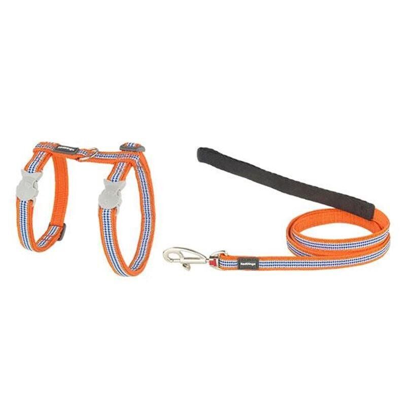 Reddingo Fang It Desenli Kedi Göğüs Tasması ve Uzatma Kombo 12mm / Kedi Gezdirme Seti Turuncu - 12 mm (Xs)
