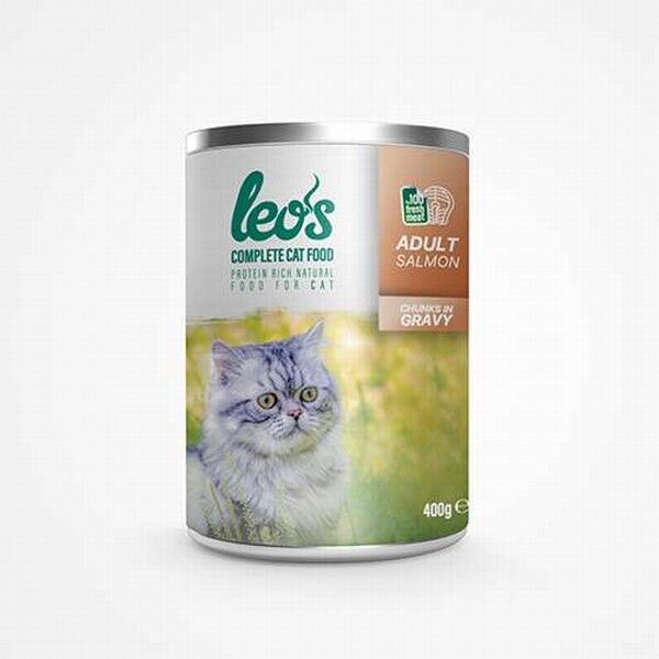 Leos Somon Parça Etli Soslu Yetişkin Kedi Konservesi 12 Adet 400 Gr